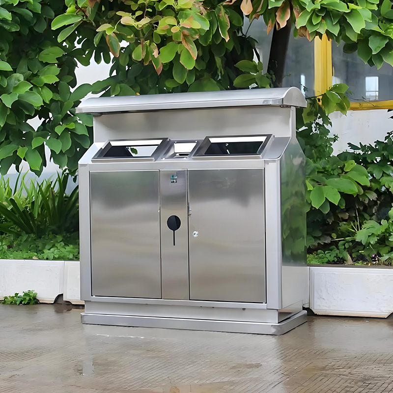 Hot Selling Galvanized Steel Outdoor Trash Can – Weatherproof & Anti-Rust for Park/Garden