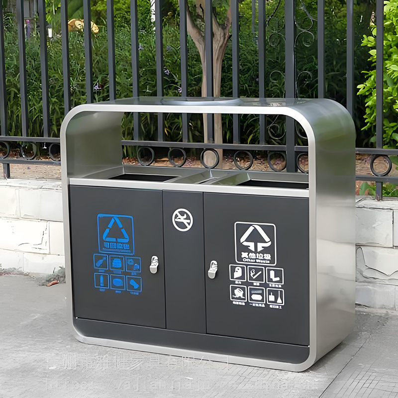 Modern Stainless Steel Outdoor Garbage Can – Odor-Control & Slim Design for Patio/Street