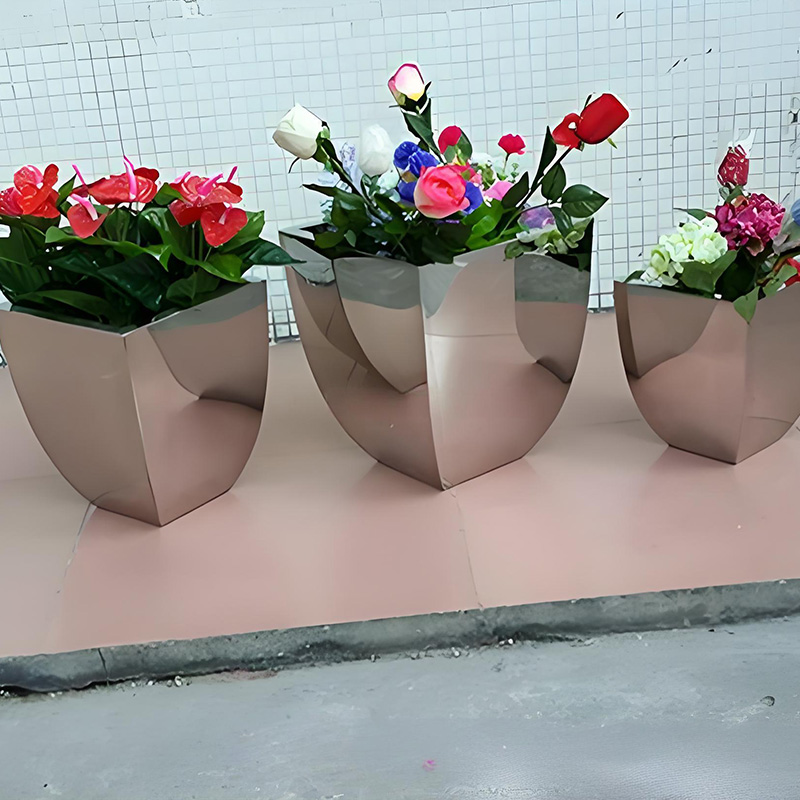 Heavy Duty Stainless Steel Flowerpot Weatherproof for Extreme Climate Patio Farmland Planting